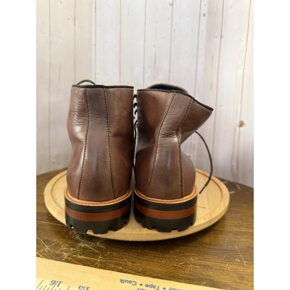 Gordon Rush Men's Brown Leather Cap Toe Lace Up Ankle Boots Lug Sole Size 10.5